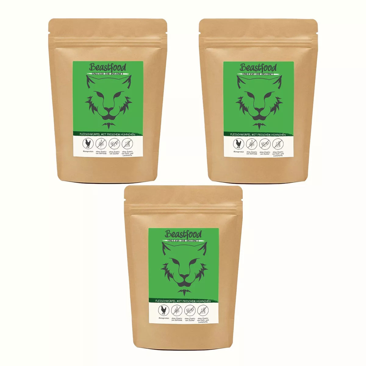 Beastfood Fleischwürfel Huhn – Getreidefreier Katzensnack mit 92 % Fleisch